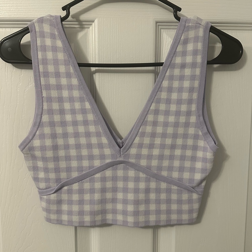 ZARA Purple Gingham Crop Top